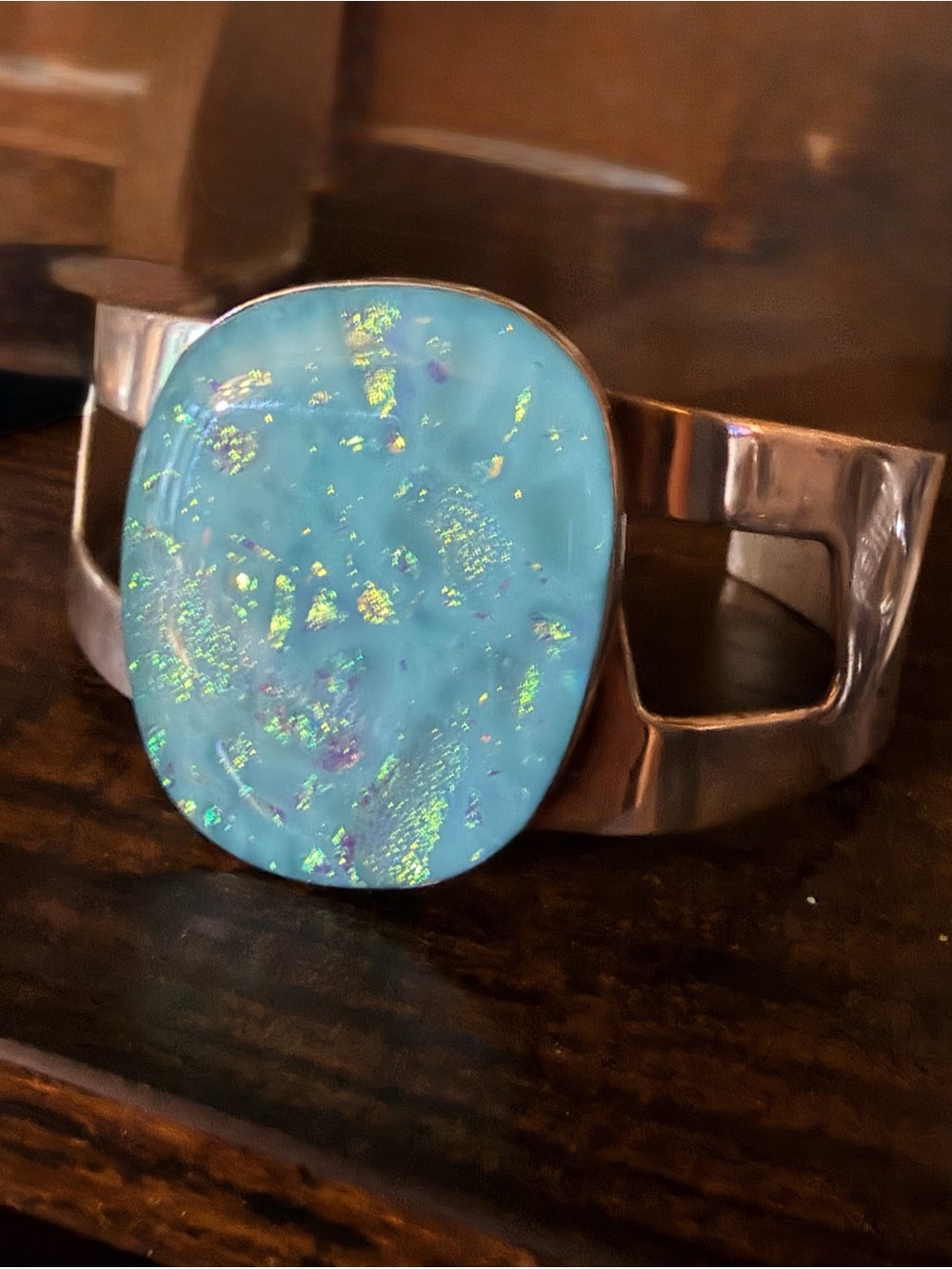 Jay King DTR Sterling Silver Dichroic Glass Opalescent Cuff Bracelet 6.5" - Picture 1 of 9